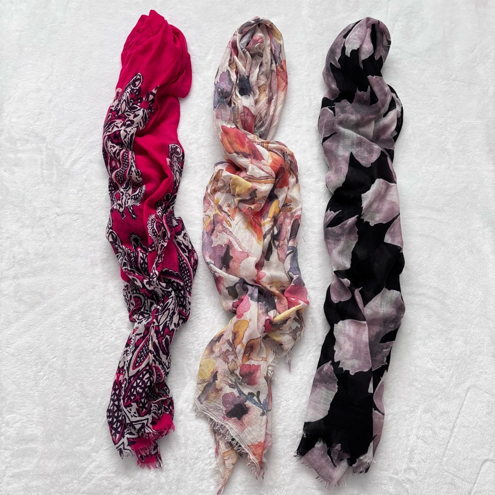 3 Multi-Colored Fashion Scarves
